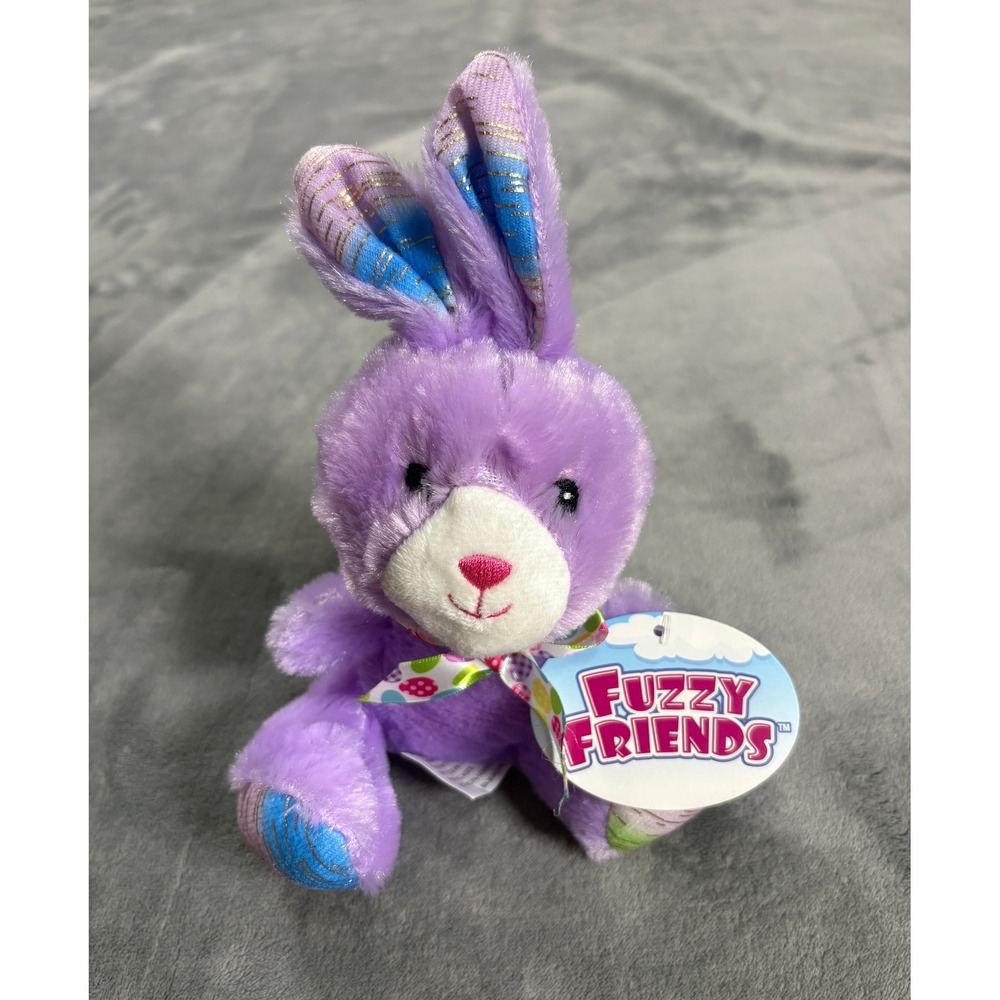 Fuzzy Friends Unisex Easter Bunny Stuffed Animal Small Purple Glitter Accents